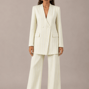 Suit Life White & Lime Pinstripes