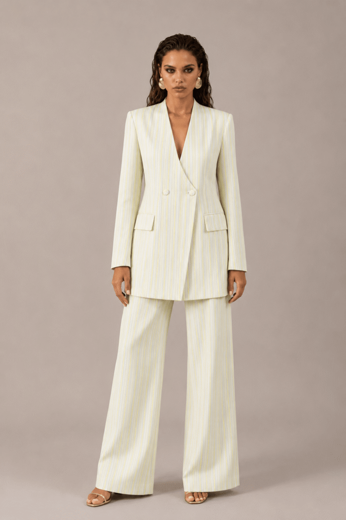 Suit Life White & Lime Pinstripes