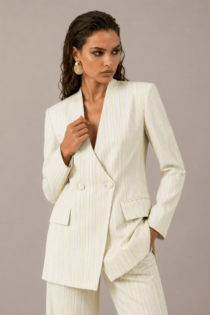Suit Life White & Lime Pinstripes